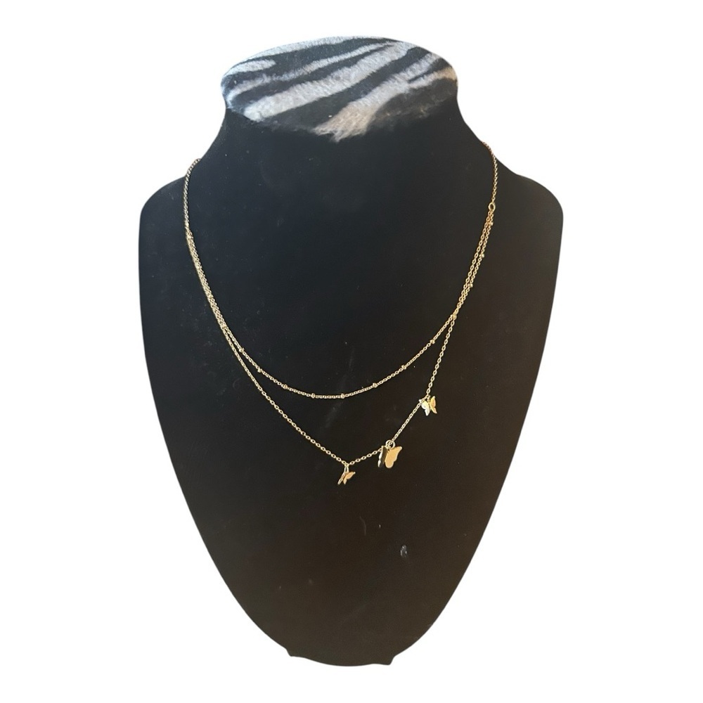 nOir Dainty Layered Butterfly Necklace (NWT)